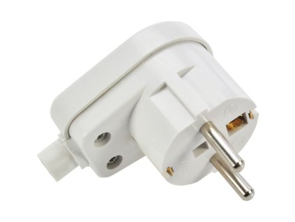 Solight zástrčka uhlová, IP20, biela