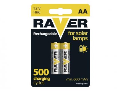 Batéria AA (R6) nabíjacia 1,2V/600mAh RAVER solar  2ks