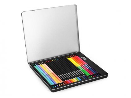 Pastelky EASY Creative trojhranné klasické a obojstranné 24ks / 36 farieb v kovovej krabičke