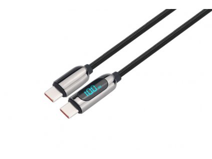 Solight USB-C kábel s displejom, USB-C konektor - USB-C konektor, 100W, 2m