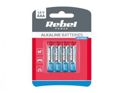 Batéria AAA (R03) alkalická REBEL EXTREME Alkaline Power 4ks / blister BAT0096B