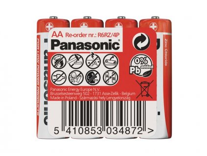 Batéria AA (R6) Zn-Cl PANASONIC Red 4ks / shrink