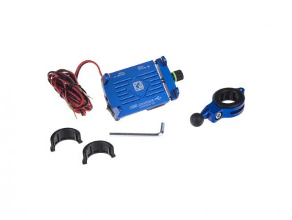 Držiak telefónu na bicykel/motocykel STU r12usb modrý s USB nabíjačkou