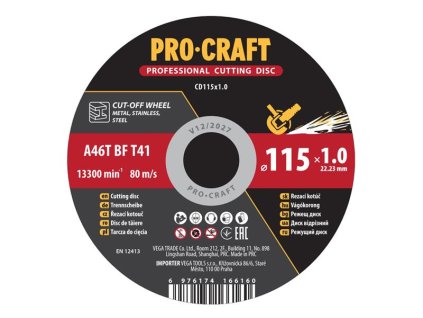 Kotúč rezný PROCRAFT 115x1.0mm