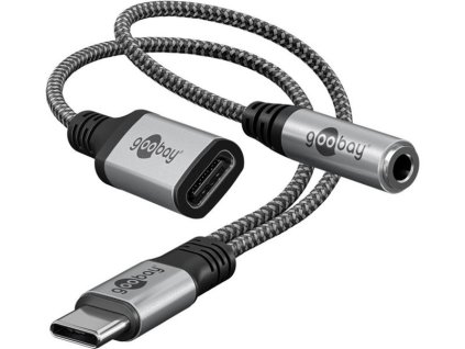 Adaptér GOOBAY 74524 2xUSB-C/JACK 3,5mm (pre počúvanie hudby)