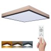 Solight LED ceiling lighting with remote control, square, wood decor, 3000lm, 40W, 45x45cm