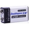 Baterie nabíjecí Li-Ion 9V 650mAh 6F22, Doublepow, napájení USB