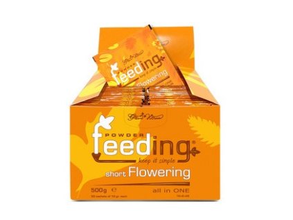 Komplexní práškové hnojivo pro kratší dobu kvetení Short Flowering od Green House Feeding, 50x 10g.