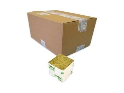 Kostky z minerální vaty (rockwoll) o velikosti 75x75x65mm bez díry, 384ks, Grodan.