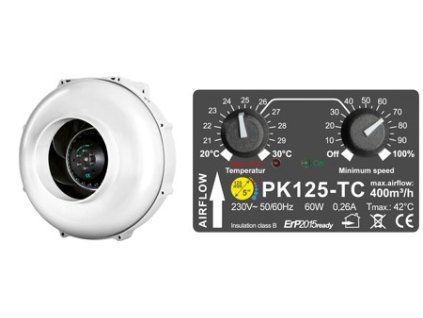 Odtahový ventilátor s regulací teploty a otáček o průtoku vzduchu až 420m3/h, PK125-TC od Prima Klima.