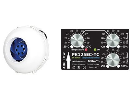 Odtahový ventilátor s EC motorem a průtokem vzduchu až 680m3/h, PK125EC-TC od Prima Klima.