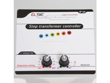 Kroková regulace dvou ventilátorů pro řízení teploty v pěstební místnosti, GSE.