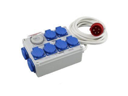 Mechanické spínací hodiny pro 6x 1200W výbojky + topeni a 1x nespínaná zásuvka, KL03 od Malapa.