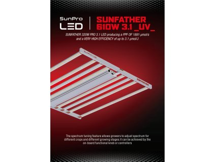 Pěstební led svítidlo Sunpro SUNFATHER 610W - 3.1 UV - LED