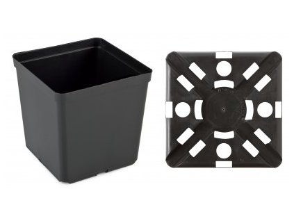 Plastový čtyřhranný květník Teku o rozměrech 15x15x15, 2,6l.