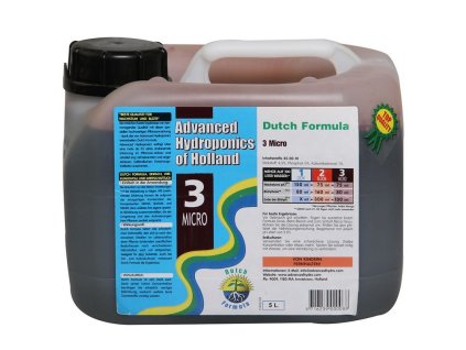 Základní hnojivo s obsahem mikroživin z trojsložkové řady Dutch Formula od Advanced Hydroponics, 5l