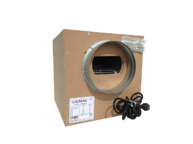 Odhlučnění odtahový ventilátor s průtokem vzduchu až 1200m3/h, ISO-BOX od Airfan.