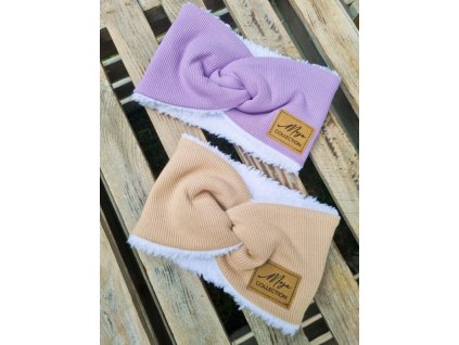 Zateplená čelenka s barančekom (Farba Creamy, Veľkosť OH 45-48cm)