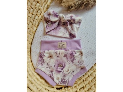 BUMMIES - fialové kvety (Veľkosť 3-6m)