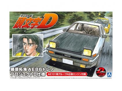 Model Kit auto Aoshima AO05957 - Initial D Takumi Fujiwara AE86 Trueno Project D Ver. w/Engine (1:24)