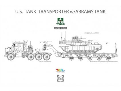 Model Kit military TAKOM 5002X - U.S. Tank transporter w/Abramsn tank 1/72