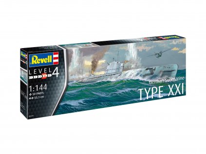 Plastový model ponorka REVELL 05177 - German Submarine Typ XXI (1:144)