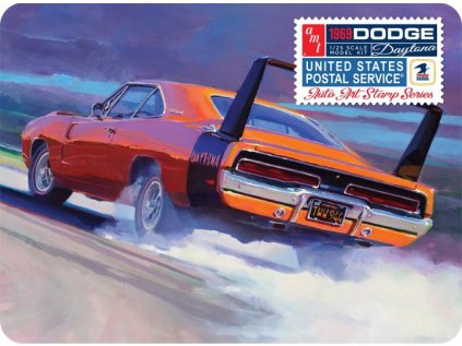 Model Kit auto AMT 01232 - 1969 Dodge Charger Daytona USPS STAMP SERIES COLLECTOR TIN (1:25)