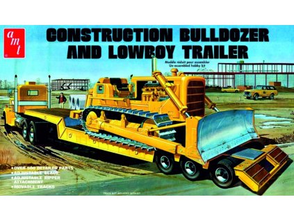 Plastový model náves AMT 1218 - Construction Bulldozer and Lowboy Trailer (1:25)