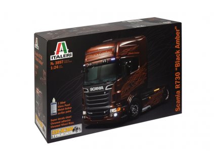 1508 model kit truck italeri 3897 scania r black amber 1 24