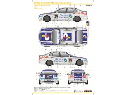 BMW 320i E46 Macau Guia 2002 Team Carly Motors Car No.25 Instruction