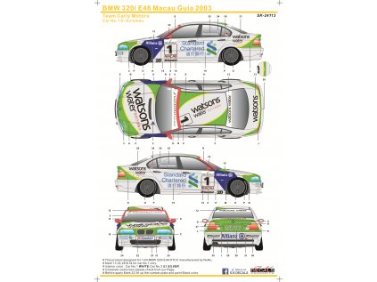 BMW 320i E46 Macau Guia 2003 Team Carly Motors Car No.1 Instruction