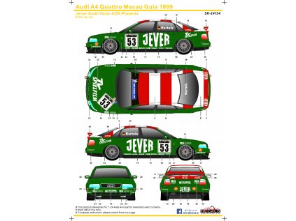Audi A4 Quattro Macau Guia 1999 Jever Audi Team AZK Phoenix #53 Instruction