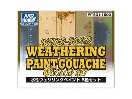 Water Based Weathering Paint Gouache 6 Color Set GUNZE WTS01 - sada 6 weatheringových farieb