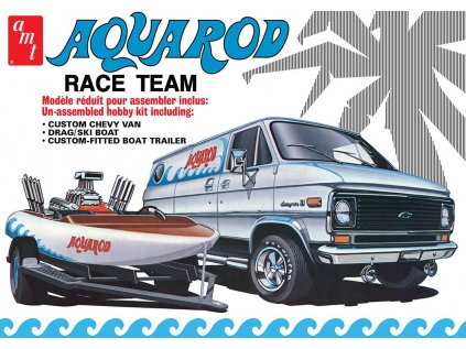 Model Kit auto AMT 1338 - Aquarod Race Team Chevy Van, Race Boat and Trailer (1:25)