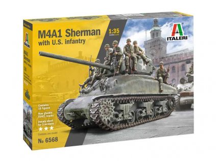 5459 model kit tank italeri 6568 m4a1 sherman with u s infantry 1 35