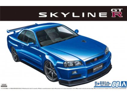 8273 model kit auto aoshima ao05858 nissan bnr34 skyline gt r v spec ii 02 1 24