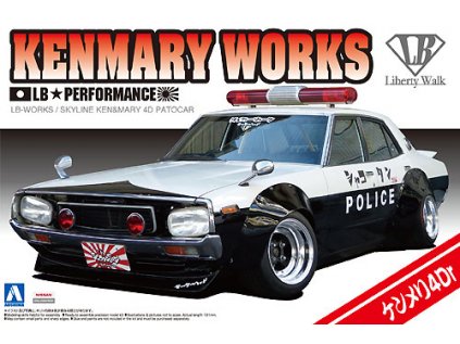 Model Kit auto AOSHIMA AO01068 - Kenmary Works Nissan Skyline 4Dr Patrol Car (1:24)