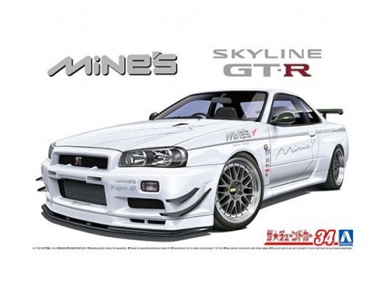 Model Kit auto AOSHIMA AO05986 - Nissan Mine's BNR34 Skyline GT-R '02 (1:24)