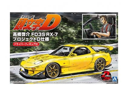 Model Kit auto Aoshima AO05955 - Initial D Initial D FD3S RX-7 Takahashi Keisuke Project D Ver. w/Driver Figure (1:24)