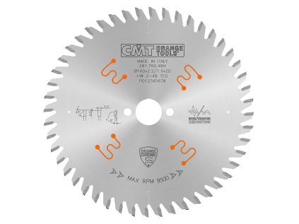 CMT CHROME Pilový kotouč na lamino a kompozity - D160x2,2 d20 Z48 HW