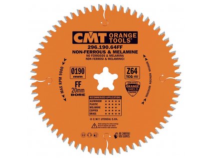 CMT Orange Pilový kotouč na lamino, plast a neželezné kovy - D190x2,8 d20 Z64 HW Festool