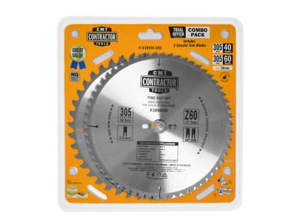 CMT Sada Contractor Pilových kotoučů na dřevo - D305x2,8 d30 Z40+Z60 HW, 2ks