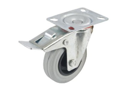 Gumové kolečko 100mm, 70kg otočné s brzdou