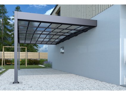 Kovový přístřešek / carport TRIGANO JARDIN LIBECCIO WALL, rozměry š 315 x d 502 x v 234 cm