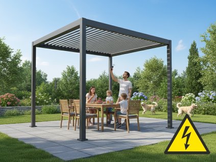 hliníková bioklimatická pergola LANITPLAST PREMIUM PLUS 3x3 m ELEKTRICKÁ LG4091