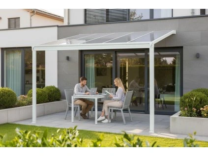 hliníková pergola LANITPLAST WALL 33 bílá + čirý PC LG2085