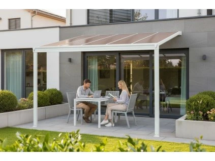 hliníková pergola LANITPLAST WALL 33 bílá + bronz PC LG2121