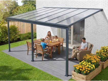 hliníková pergola LANITPLAST WALL 43 antracit + čirý PC LG2123