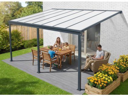 hliníková pergola LANITPLAST WALL 43 antracit + opál PC LG2124