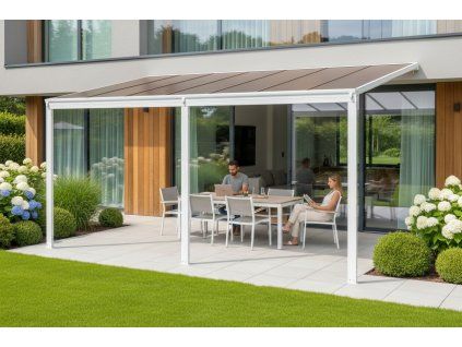 hliníková pergola LANITPLAST WALL 43 bílá + bronz PC LG2125